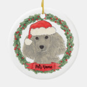 Personalisiert Gray Silver Poodle Keramik Ornament (Hinten)