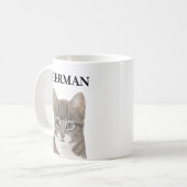 Personalisiert Gray Tabby Cat Kaffeetasse (Vorderseite Links)