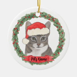 Personalisiert Gray Tabby Cat Keramik Ornament