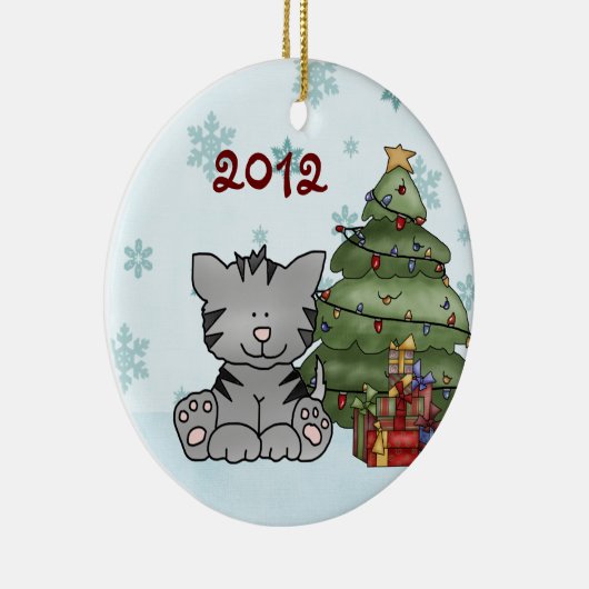 Personalisiert Gray Tiger Cat Baby's 1. Keramikornament (Rechts)