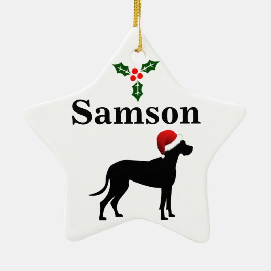 Personalisiert Great Dane Dog Weihnachten Keramik Ornament (Hinten)