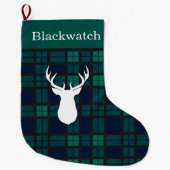 Personalisiert Green Blackwatch Tartan Deer Großer Weihnachtsstrumpf (Vorderseite)