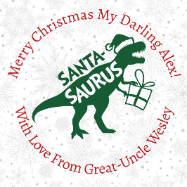 Personalisiert Green Christmas Santa-Saurus Dinosa Geschenkpapier