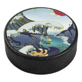 Personalisiert Green Dragon Blue Wave Red Sun Eishockey Puck (3/4)
