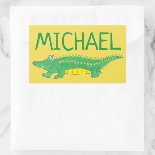 Personalisiert Green Gator Alligator Crocodile Cro Rechteckiger Aufkleber (Tasche)