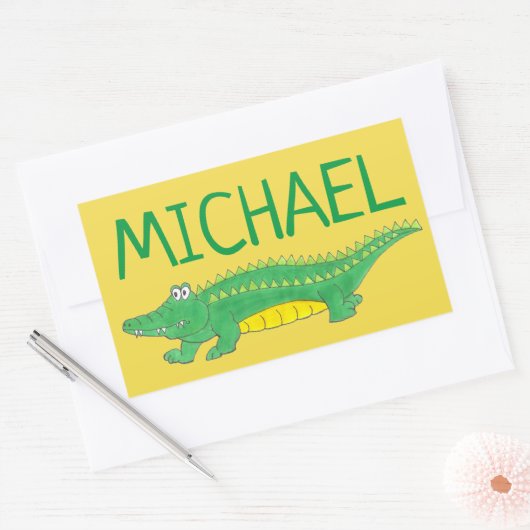 Personalisiert Green Gator Alligator Crocodile Cro Rechteckiger Aufkleber (Umschlag)
