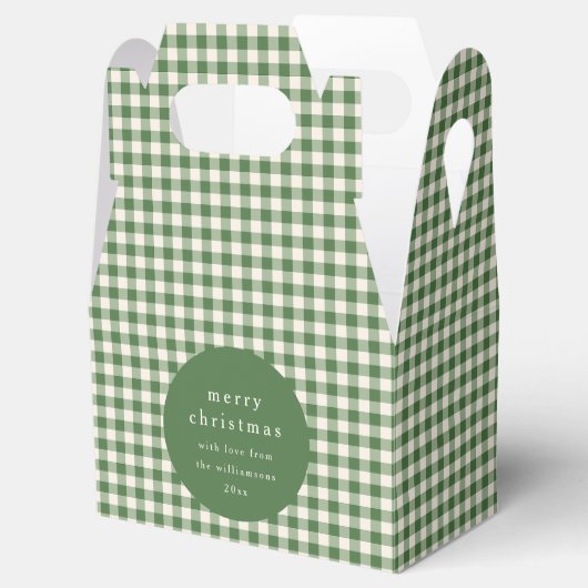 Personalisiert Green Gingham Kariert Name Weihnach Geschenkschachtel (Geöffnet)