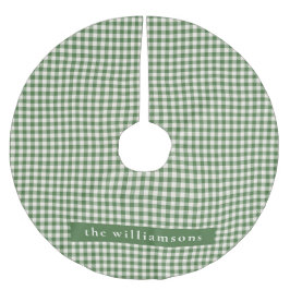 Personalisiert Green Gingham Kariert Name Weihnach Polyester Weihnachtsbaumdecke