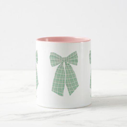 Personalisiert Green Gingham Romantischer Coquette Tasse (Zentrum)