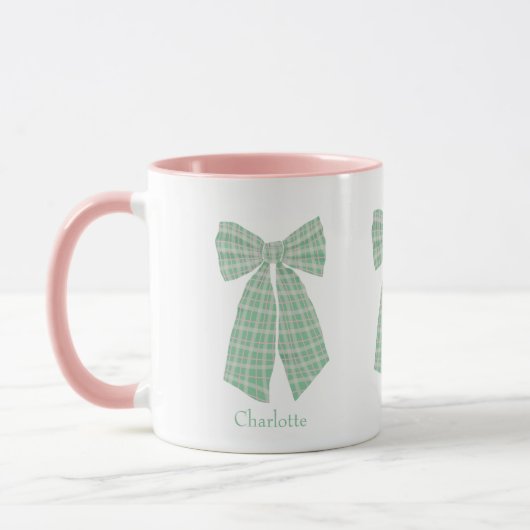 Personalisiert Green Gingham Romantischer Coquette Tasse (Links)