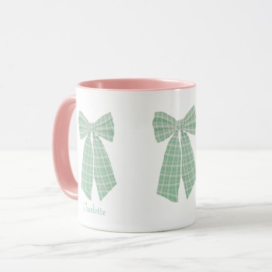 Personalisiert Green Gingham Romantischer Coquette Tasse (Vorderseite Links)