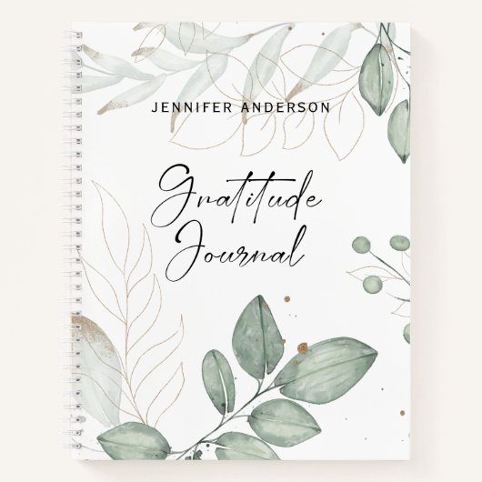 Personalisiert Green Gold Leaf Dankesblatt Notizblock (Vorderseite)