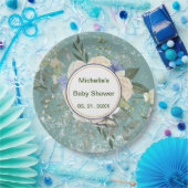 Personalisiert Green Grey White Florals Pappteller (Party)