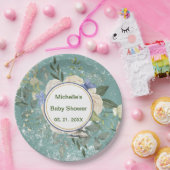 Personalisiert Green Grey White Florals Pappteller (Party)