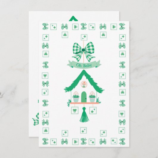 Personalisiert Green House Oh Baby Dusche Einladung (Vorne/Hinten)