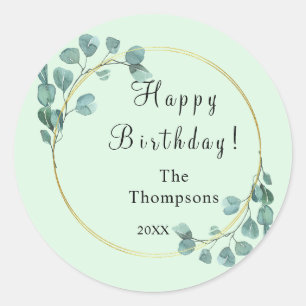 Personalisiert Green Ivy Florals Runder Aufkleber