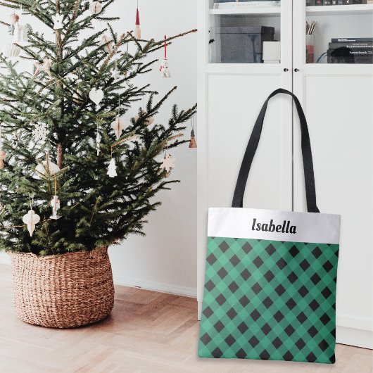 Personalisiert Green Kariert Buffalo Karo Gemuster Tasche