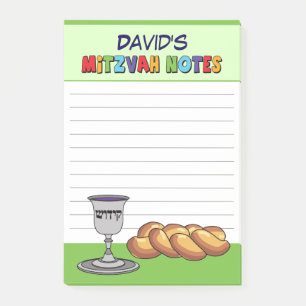 Personalisiert Green Kiddish Mitzvah Post-it Klebezettel