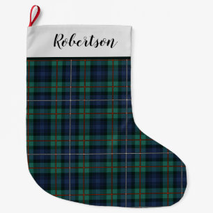 Personalisiert Green Lila Robertson Tartan Großer Weihnachtsstrumpf