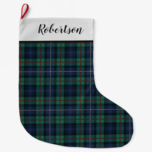 Personalisiert Green Lila Robertson Tartan Großer Weihnachtsstrumpf (Vorderseite)