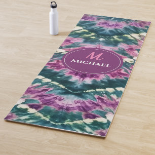 Personalisiert Green Lila White Bali Batik Gefärbt Yogamatte