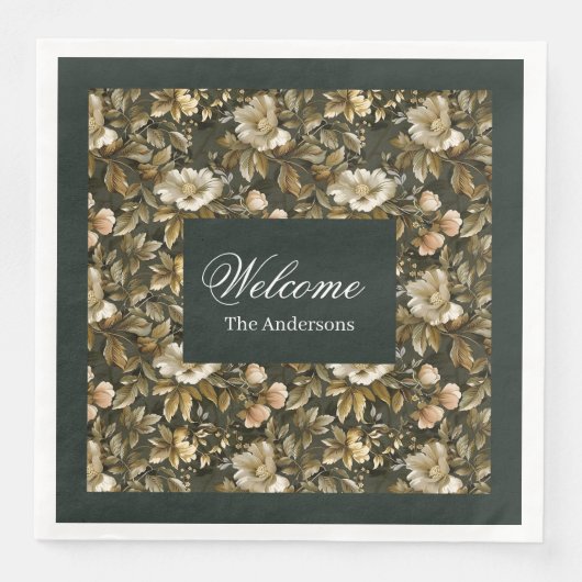 Personalisiert Green Napkins Botanische Pastel Vib Serviette (Vorderseite)