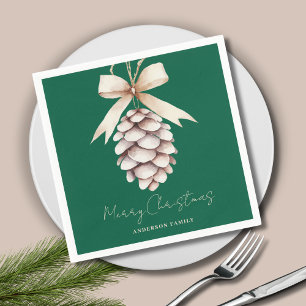 Personalisiert Green Pinecone Weihnachten Serviette