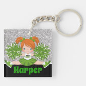 Personalisiert Green & Silver Cheerleader Schlüsse Schlüsselanhänger (Rückseite)