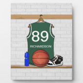 Personalisiert Green und White Basketball Jersey Fotoplatte (Vorderseite)