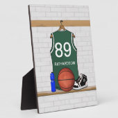 Personalisiert Green und White Basketball Jersey Fotoplatte (Seite)