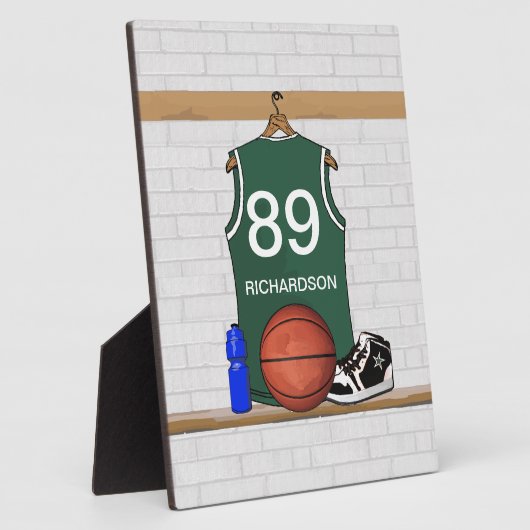 Personalisiert Green und White Basketball Jersey Fotoplatte (Seite)