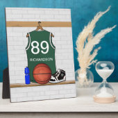 Personalisiert Green und White Basketball Jersey Fotoplatte (Seite)