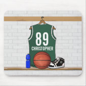 Personalisiert Green und White Basketball Jersey Mousepad (Vorne)