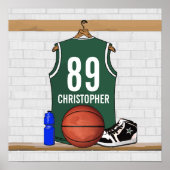 Personalisiert Green und White Basketball Jersey Poster (Vorne)