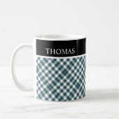 Personalisiert Green White Gingham Individuelle Na Kaffeetasse (Links)