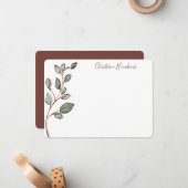 Personalisiert Greenery Blätter Rustikale Statione Mitteilungskarte (Vorderseite/Rückseite Beispiel)