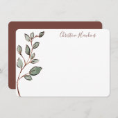 Personalisiert Greenery Blätter Rustikale Statione Mitteilungskarte (Vorne/Hinten)