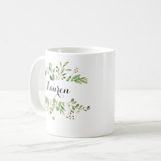 Personalisiert Greenery Bridesmaid Gift Kaffeetasse (Vorderseite Links)