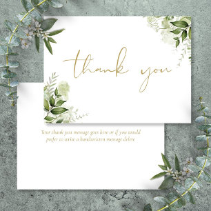 Personalisiert Greenery Floral Elegantes Gold Scri Dankeskarte