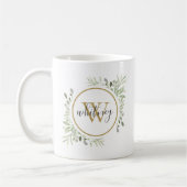 Personalisiert Greenery Gold Monogram Script Kaffeetasse (Links)