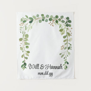 Personalisiert Greenery Wedding Reception Foto Pro Wandteppich