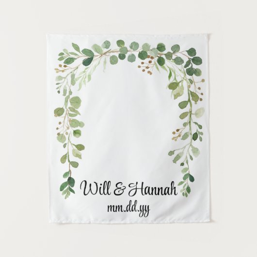 Personalisiert Greenery Wedding Reception Foto Pro Wandteppich (Vorderseite)