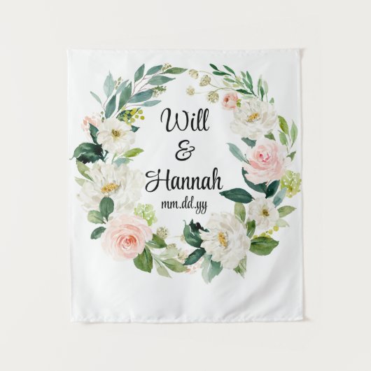 Personalisiert Greenery Wedding Reception Foto Pro Wandteppich (Vorderseite)