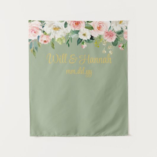 Personalisiert Greenery Wedding Reception Foto Pro Wandteppich (Vorderseite)
