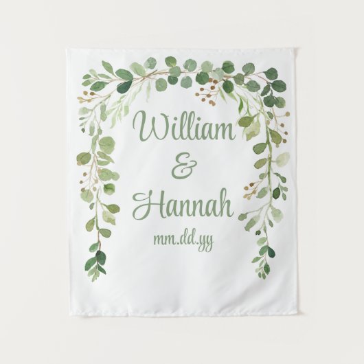 Personalisiert Greenery Wedding Reception Foto Pro Wandteppich (Vorderseite)