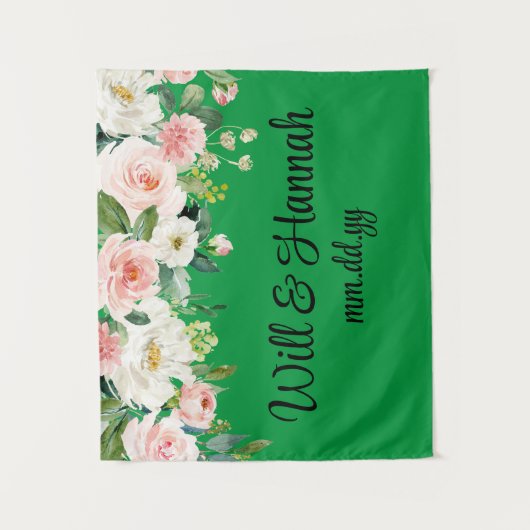 Personalisiert Greenery Wedding Reception Fotoshop Wandteppich (Vorderseite)