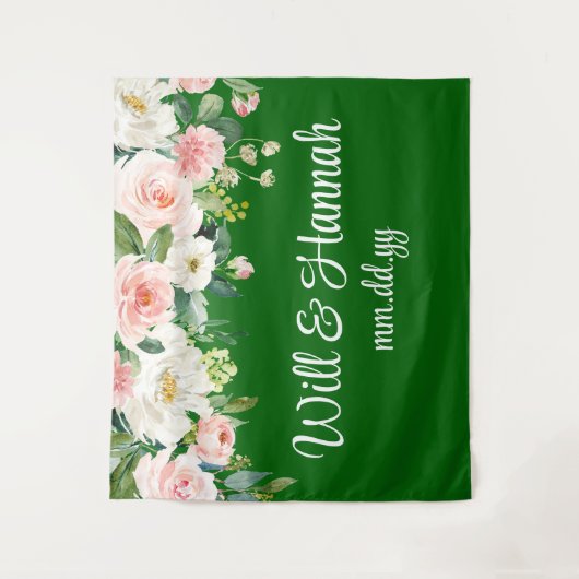 Personalisiert Greenery Wedding Reception Fotoshop Wandteppich (Vorderseite)