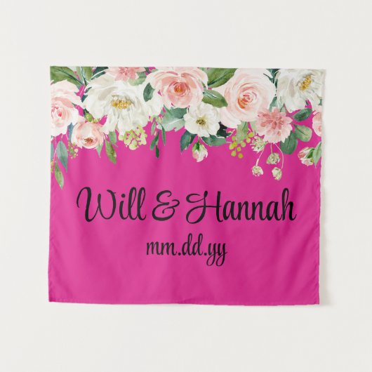 Personalisiert Greenery Wedding Reception Fotoshop Wandteppich (Vorderseite (Horizontal))