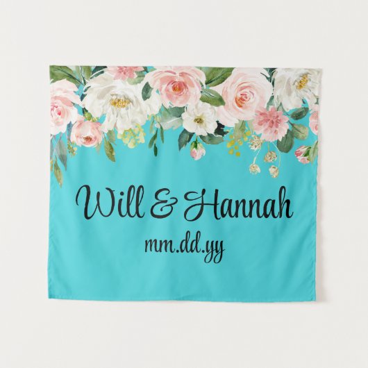 Personalisiert Greenery Wedding Reception Fotoshop Wandteppich (Vorderseite (Horizontal))