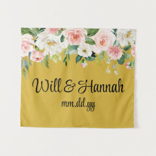 Personalisiert Greenery Wedding Reception Fotoshop Wandteppich